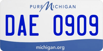 MI license plate DAE0909