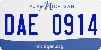 MI license plate DAE0914