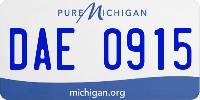MI license plate DAE0915