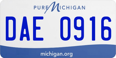 MI license plate DAE0916