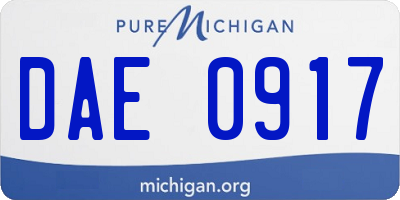 MI license plate DAE0917