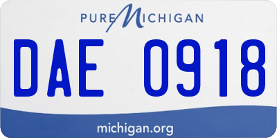 MI license plate DAE0918