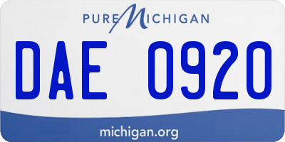 MI license plate DAE0920