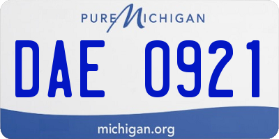 MI license plate DAE0921