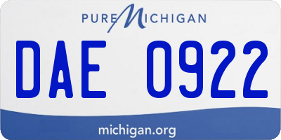 MI license plate DAE0922