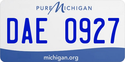 MI license plate DAE0927