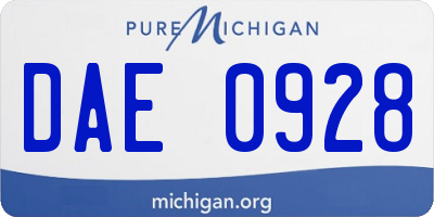 MI license plate DAE0928