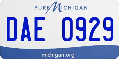 MI license plate DAE0929