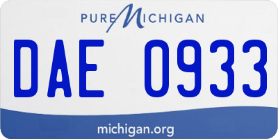 MI license plate DAE0933