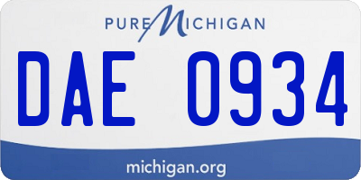 MI license plate DAE0934