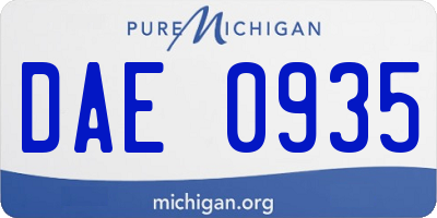 MI license plate DAE0935