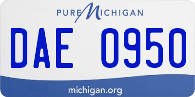 MI license plate DAE0950