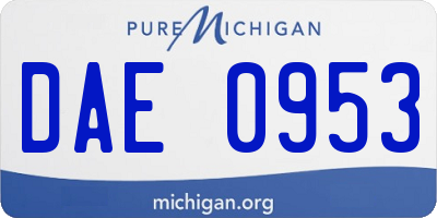 MI license plate DAE0953