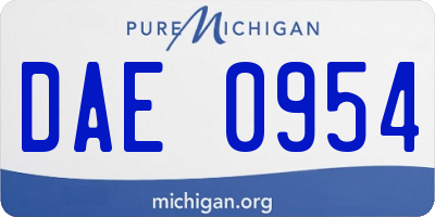 MI license plate DAE0954