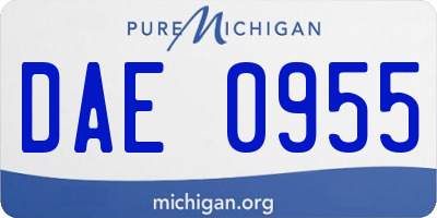 MI license plate DAE0955