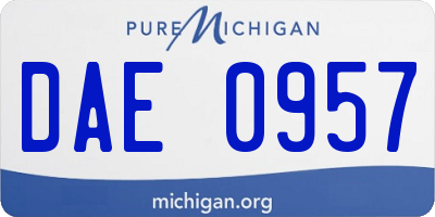 MI license plate DAE0957