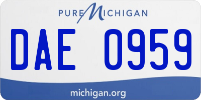 MI license plate DAE0959