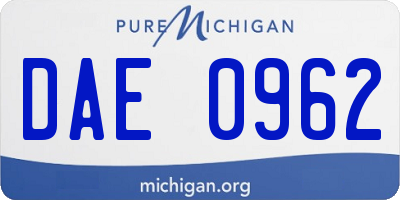 MI license plate DAE0962