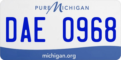 MI license plate DAE0968