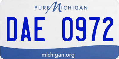 MI license plate DAE0972