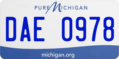MI license plate DAE0978