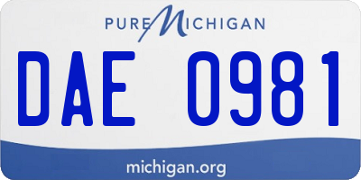 MI license plate DAE0981