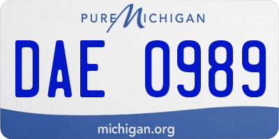 MI license plate DAE0989