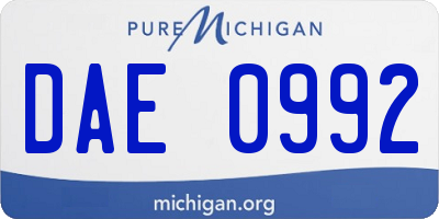 MI license plate DAE0992