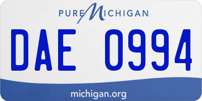 MI license plate DAE0994