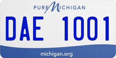 MI license plate DAE1001
