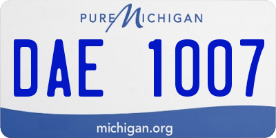 MI license plate DAE1007