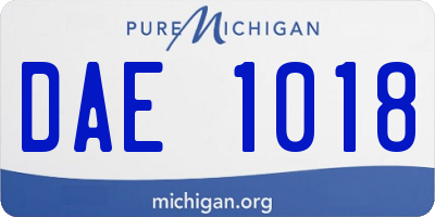 MI license plate DAE1018