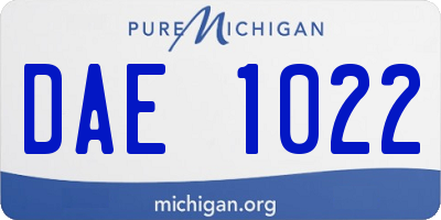 MI license plate DAE1022