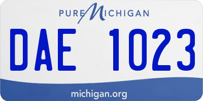 MI license plate DAE1023