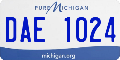 MI license plate DAE1024