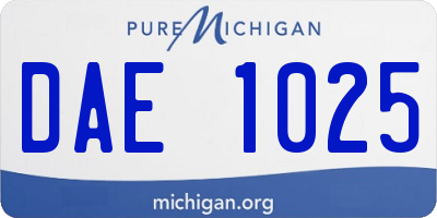 MI license plate DAE1025