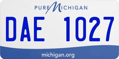 MI license plate DAE1027