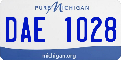 MI license plate DAE1028