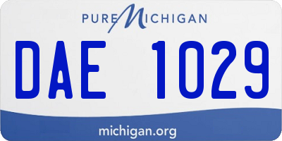 MI license plate DAE1029