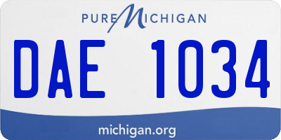MI license plate DAE1034
