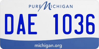 MI license plate DAE1036