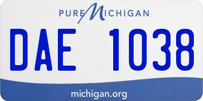 MI license plate DAE1038