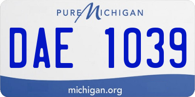 MI license plate DAE1039