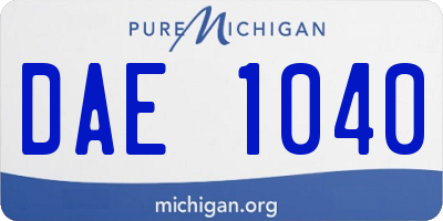 MI license plate DAE1040