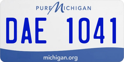 MI license plate DAE1041