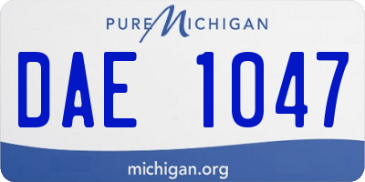 MI license plate DAE1047