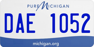 MI license plate DAE1052