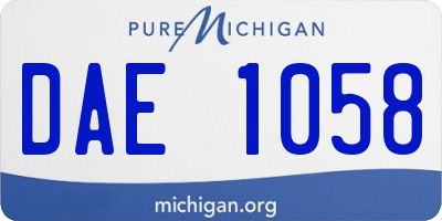MI license plate DAE1058