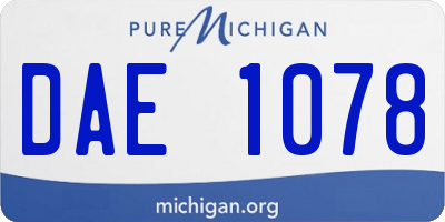 MI license plate DAE1078
