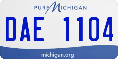 MI license plate DAE1104